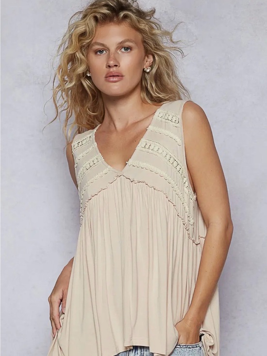 POL Tops - NWT! POL Cream Sleeveless V-Neck Boho BABYDOLL Blouse!